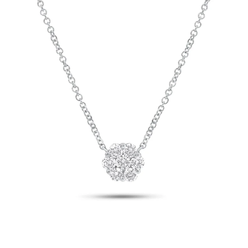 aquamarine birthstone necklace March 0.43 ct Diamond Cluster Pendant Necklace