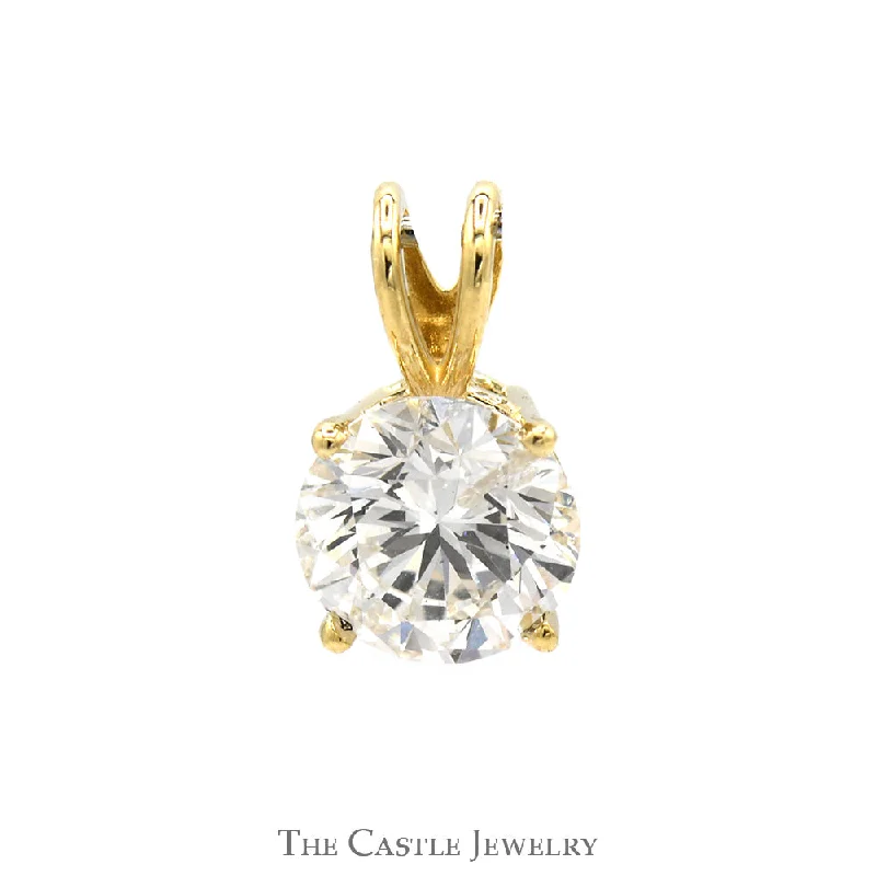 1.25ct Round Diamond Solitaire Pendant with Split Bail in 14k Yellow Gold