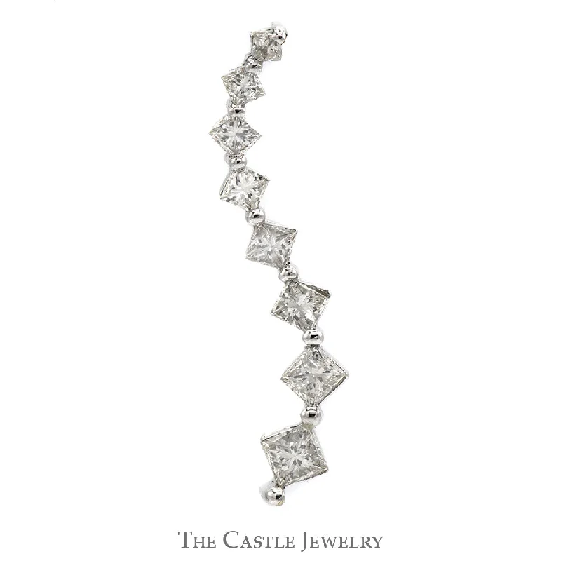 1.25cttw Princess Cut Diamond Journey Pendant in 14k White Gold