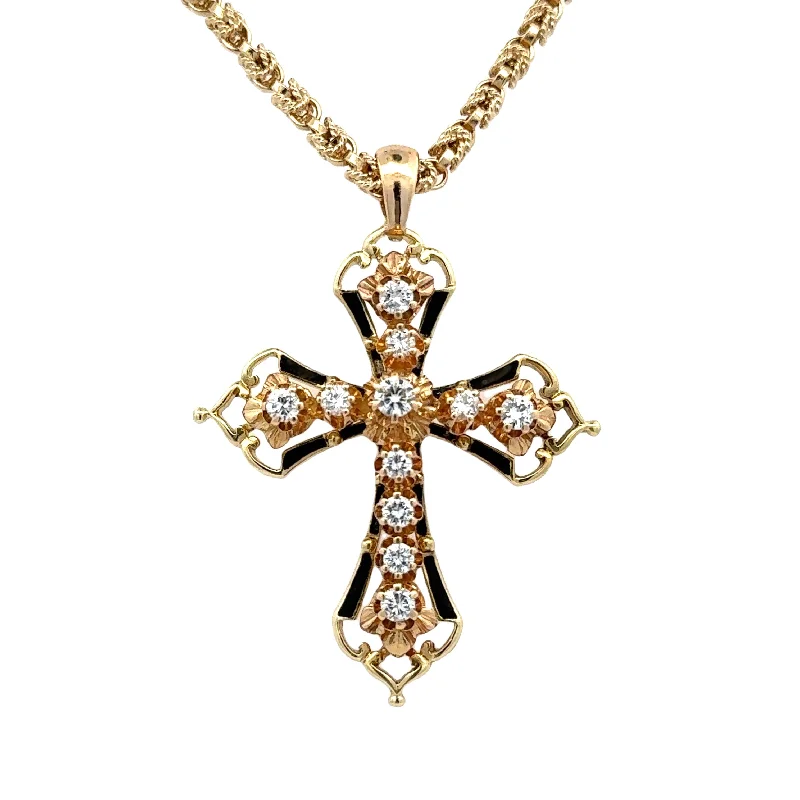 1.56cttw Diamond Cross with Enamel