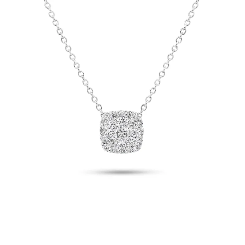 Pave Diamond Cushion Pendant Necklace