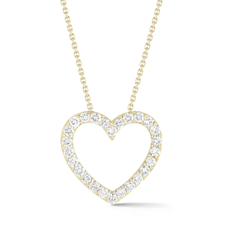 personalized engraved locket Diamond Heart Cutout Pendant Necklace