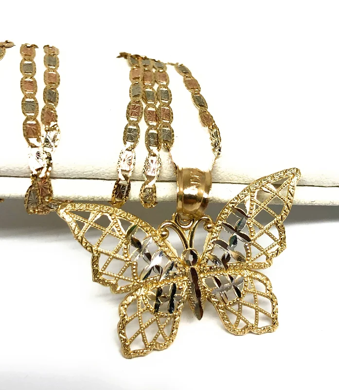 emerald cut diamond earrings 14k Solid Gold 2-Tone Butterfly Pendant Necklace Valentina Chain emerald cut diamond earrings 14k Solid Gold 2-Tone Butterfly Pendant Necklace Valentina Chain