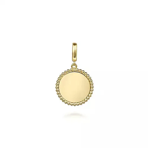 14K Yellow Gold Bujukan Round Personalized Medallion Pendant  18mm