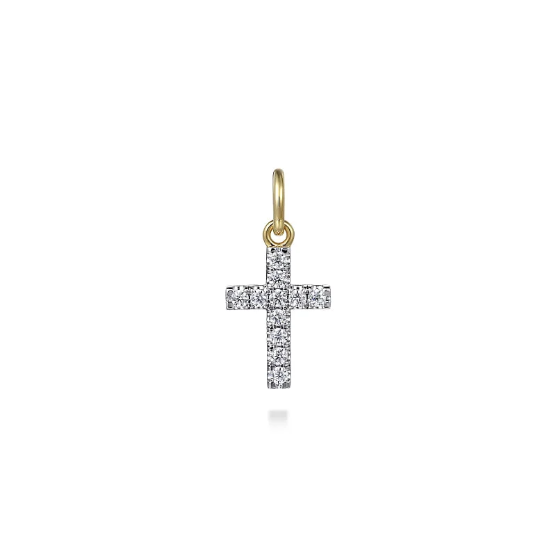 14K Yellow Gold Diamond Mini Cross Pendant