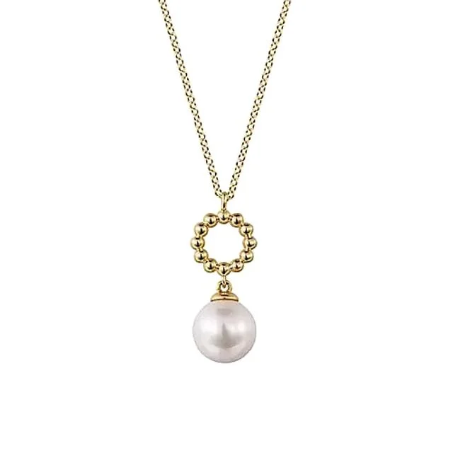 14K Yellow Gold Fresh Water Pearl Bujukan Drop Necklace