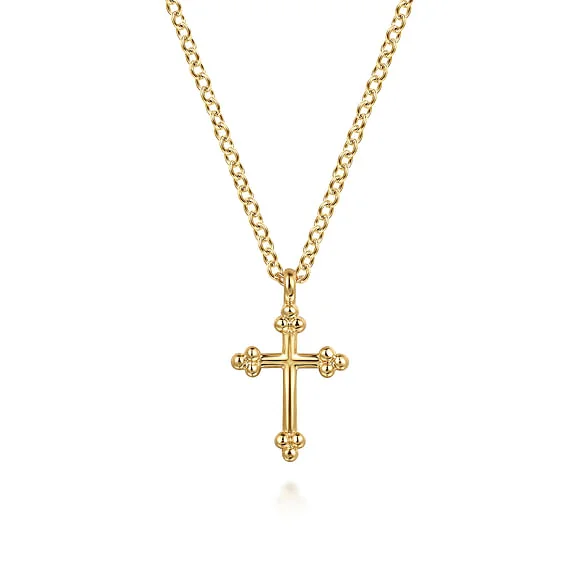 dainty cherry blossom ring 14K Yellow Plain Gold Bujukan 12mm Cross Necklace