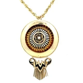 celestial sunburst necklace gold 14KY Victorian Pendant/Pin
