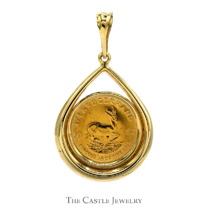 dainty birthstone ring for women 1982 1/4oz 24k Gold Krugerrand Coin Pendant in 14k Yellow Gold Setting dainty birthstone ring for women 1982 1/4oz 24k Gold Krugerrand Coin Pendant in 14k Yellow Gold Setting