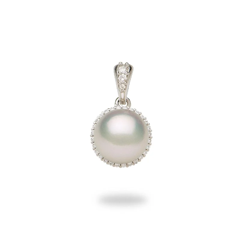 silver hoop earrings small Halo Akoya White Pearl Pendant in White Gold with Diamonds - 8-8.5mm silver hoop earrings small Halo Akoya White Pearl Pendant in White Gold with Diamonds - 8-8.5mm