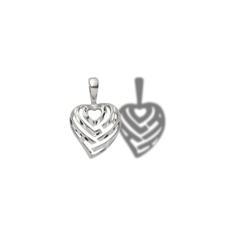 dainty gold chain ring Aloha Heart Pendant in White Gold - 12mm