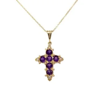 Amethyst and Diamond Cross Pendant