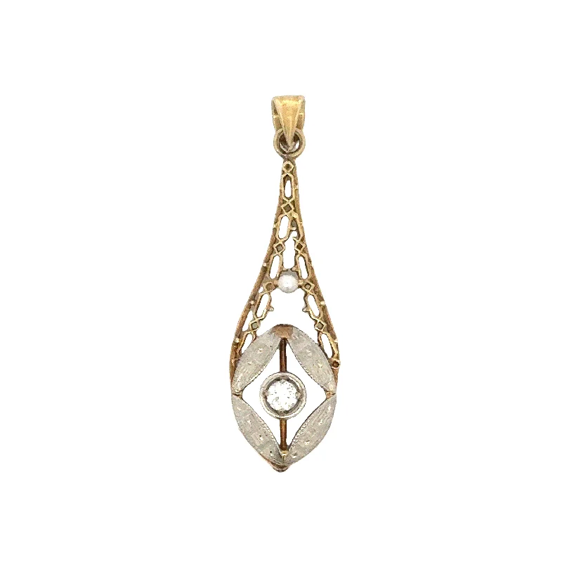 ethical lab-grown diamond ring Antique Diamond Pearl Pendant