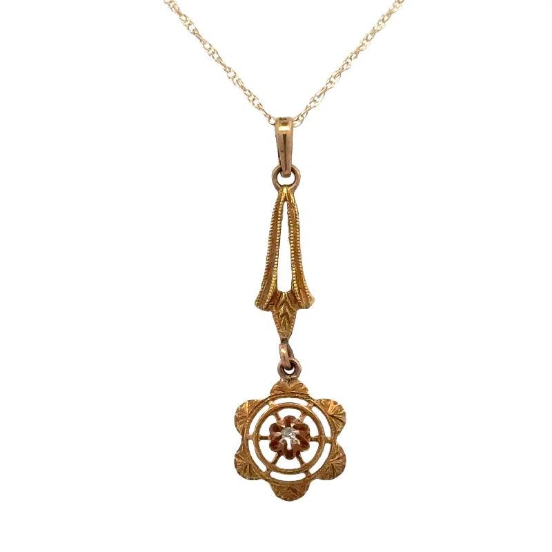 vintage locket necklace gold Antique Yellow Gold Pendant with Diamond