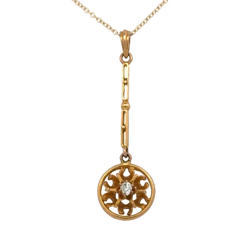 minimalist gold bracelet thin Antique Yellow Gold Pendant with Diamond