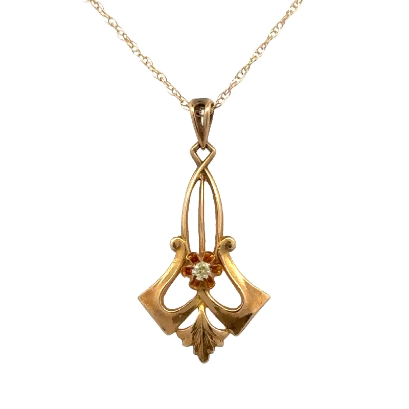 diamond halo stud earrings Antique Yellow Gold Pendant with Diamond