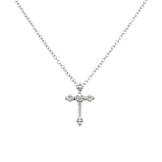 modern geometric silver ring Cross Necklace with Diamonds