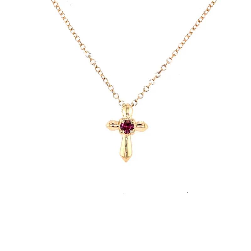 CROSS NECKLACE WITH RUBY