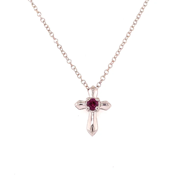 CROSS NECKLACE WITH RUBY