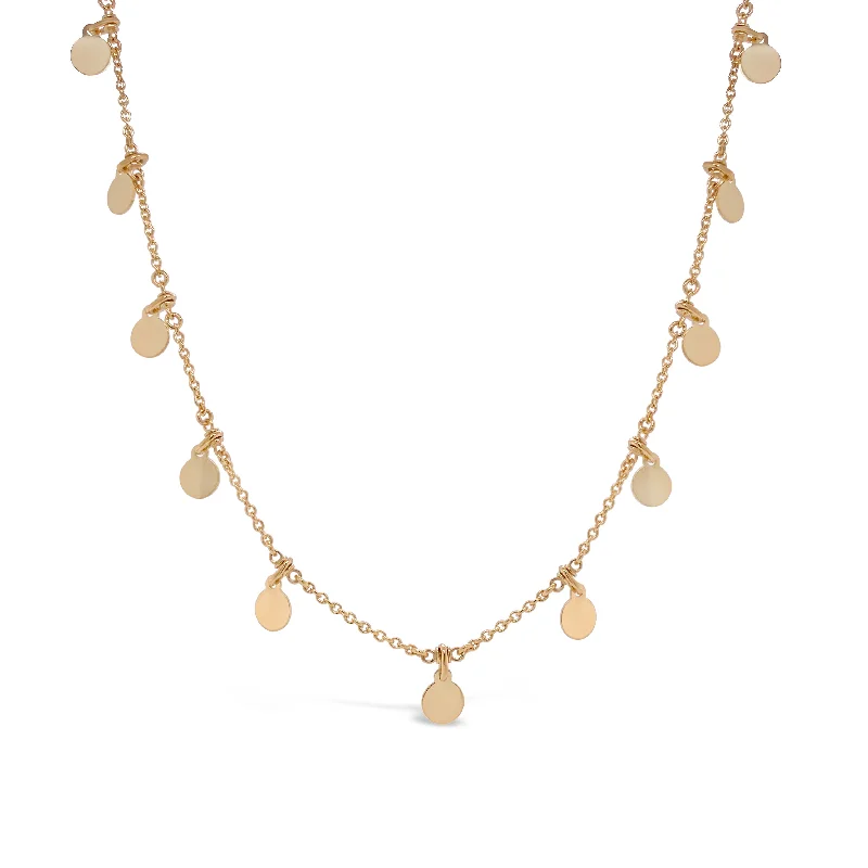 handcrafted gemstone ring women Dangling Gold Disc Chain