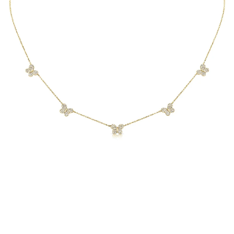 Diamond Butterfly Studded Necklace