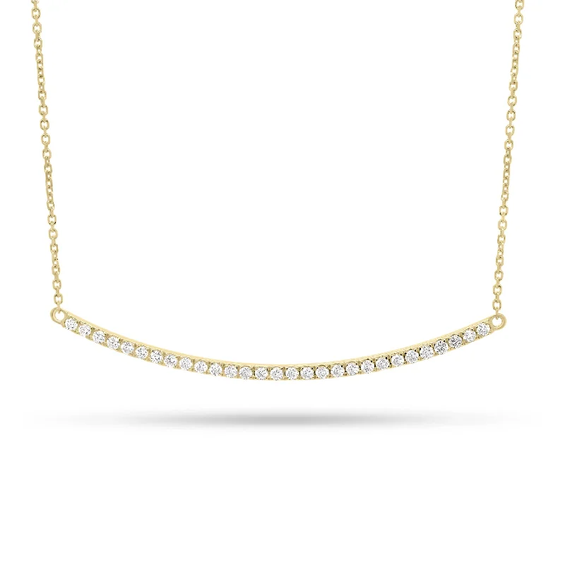 14k gold nose ring hoop Diamond Long Curved Bar Necklace