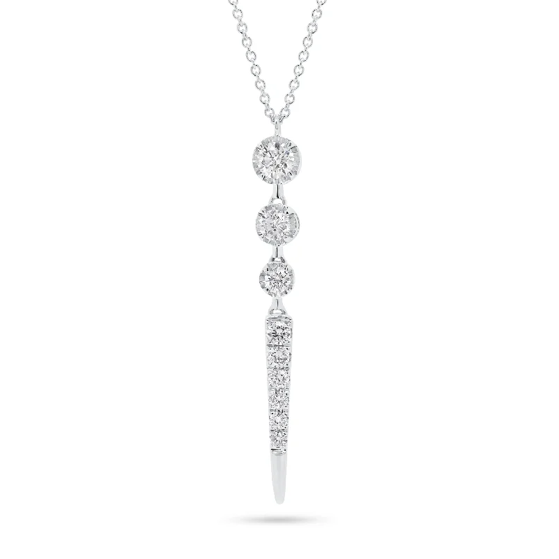 rose gold bezel ring Diamond Trio Spike Pendant