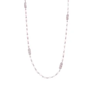 wedding band with diamonds FILIGREE DIAMOND LINK NECKLACE WITH PEARLS