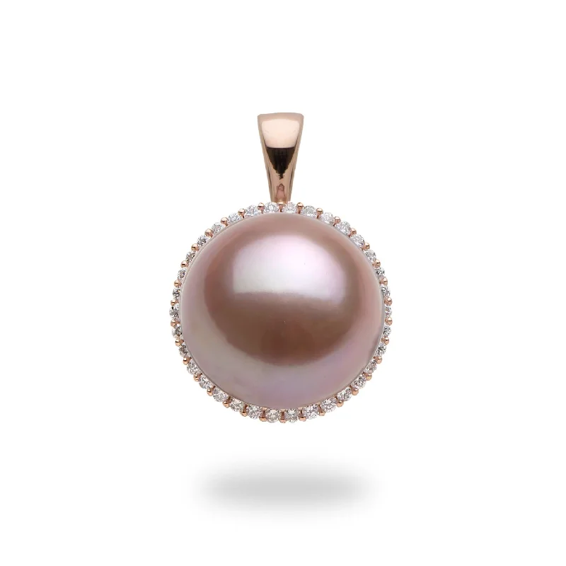 celestial star ring gold Lilac Freshwater Pearl Pendant in Rose Gold with Diamonds - 14-15mm celestial star ring gold Lilac Freshwater Pearl Pendant in Rose Gold with Diamonds - 14-15mm