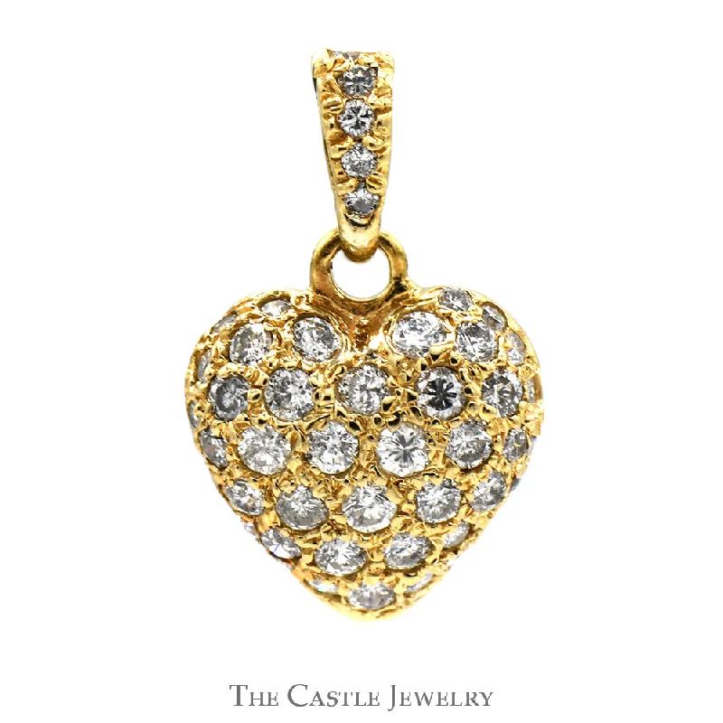 Heart Shaped 3/4cttw Diamond Cluster Pendant in 14k Yellow Gold