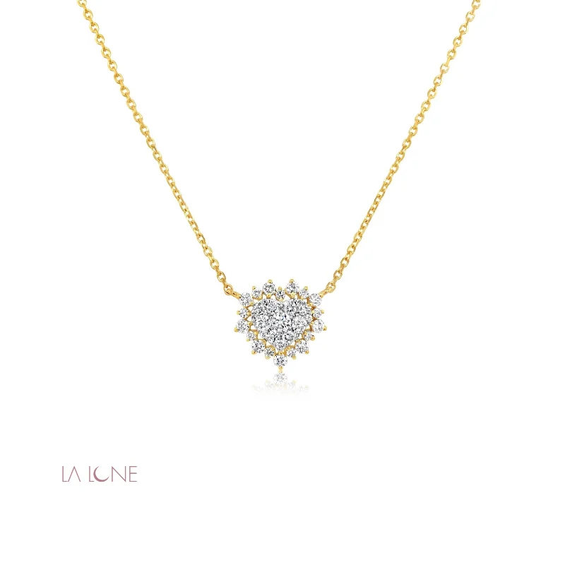 adjustable moon phase bracelet Two-Tone Diamond Starburst Heart Pendant - LaLune