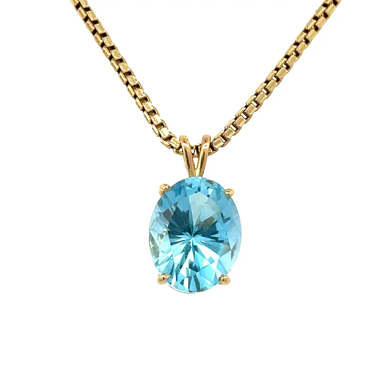 OVAL BLUE TOPAZ PENDANT