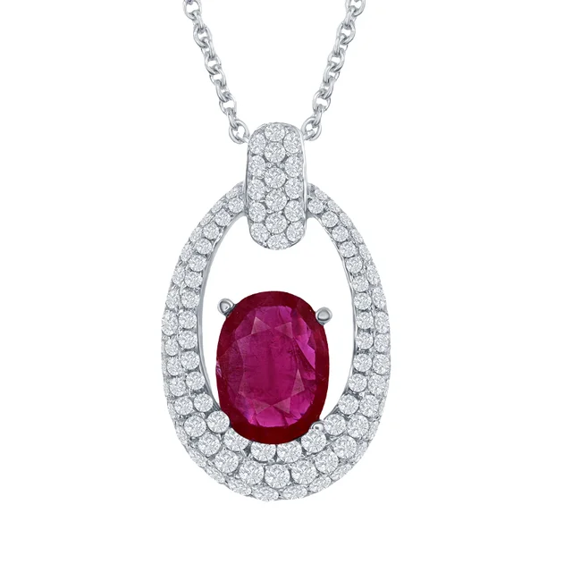 OVAL RUBY AND DIAMOND PENDANT