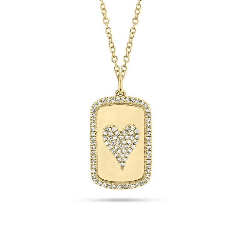 handmade braided anklet Pave Diamond Heart Dog Tag Necklace