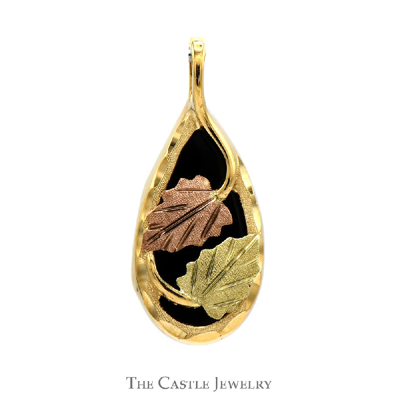 simple gold hoop earrings Pear Cut Black Onyx Two Tone Leaf Designed Pendant in 10k Yellow and Rose Gold simple gold hoop earrings Pear Cut Black Onyx Two Tone Leaf Designed Pendant in 10k Yellow and Rose Gold