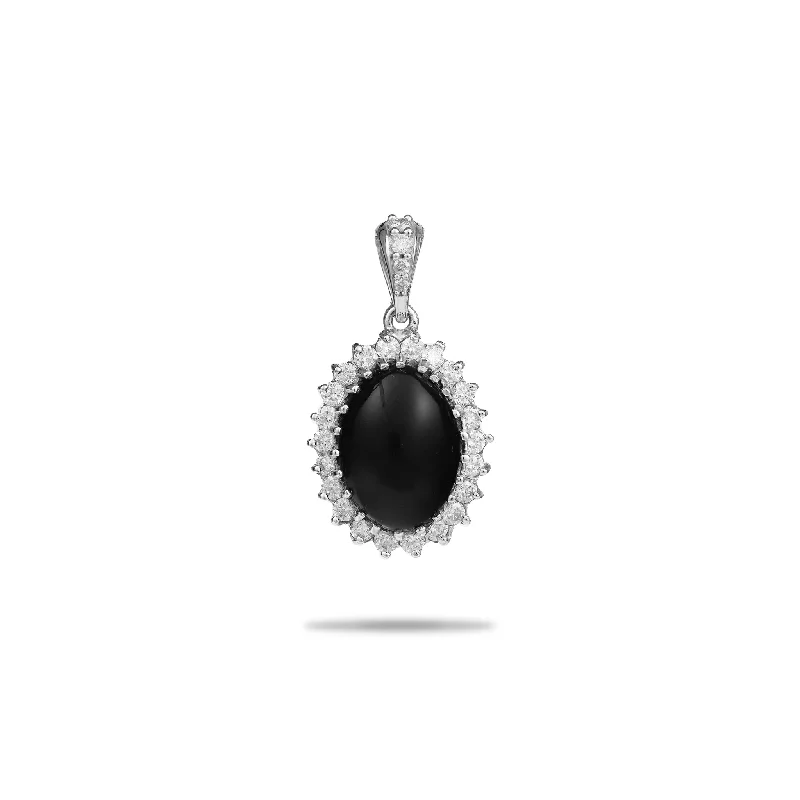 vintage lock and key necklace Princess Ka‘iulani Black Coral Pendant in White Gold with Diamonds - 14mm vintage lock and key necklace Princess Ka‘iulani Black Coral Pendant in White Gold with Diamonds - 14mm