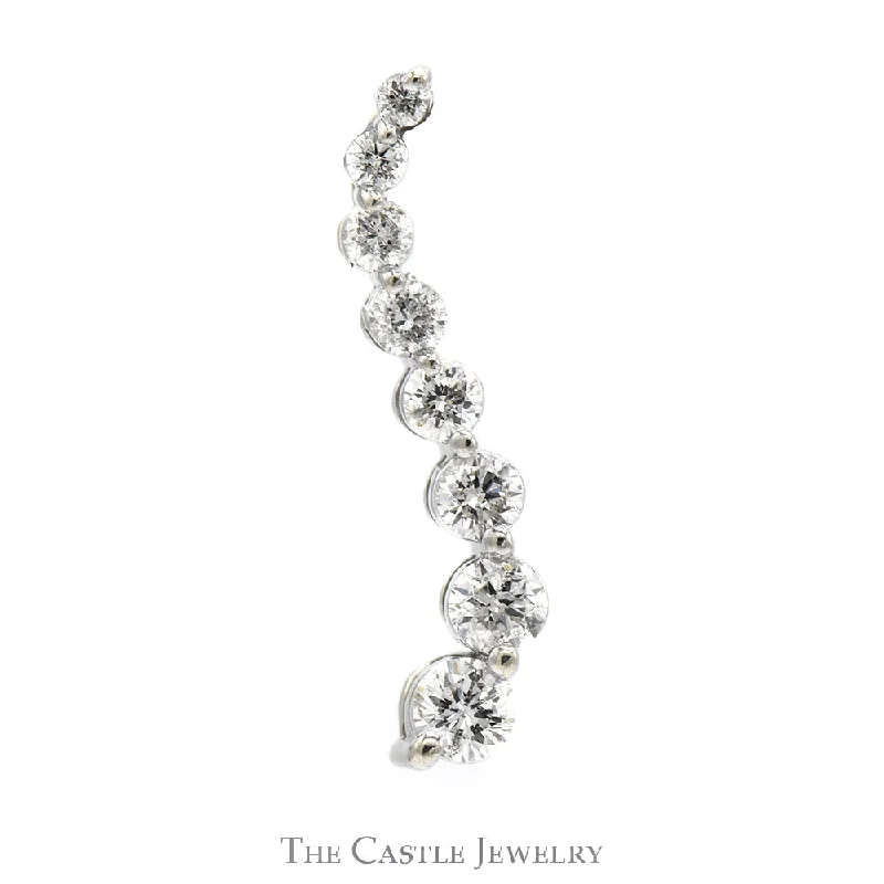 Round Brilliant Cut Diamond Journey Pendant in 14k White Gold