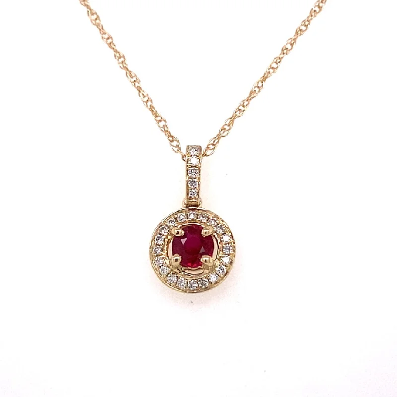natural crystal pendant necklace RUBY AND DIAMOND HALO PENDANT