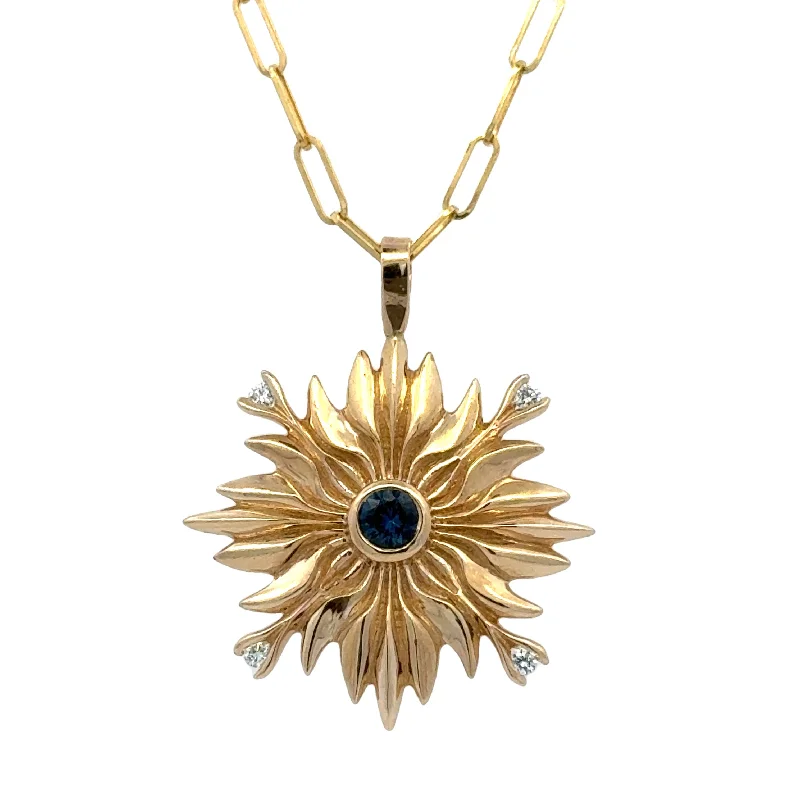 handcrafted filigree ring silver Sapphire and Diamond Pendant