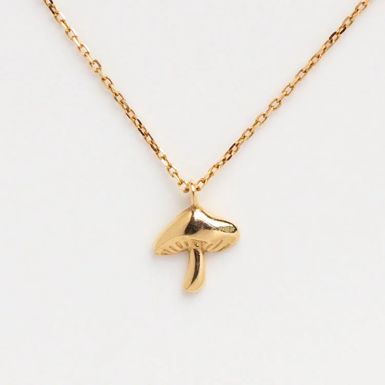 black opal engagement ring Solid Gold Mushroom Necklace