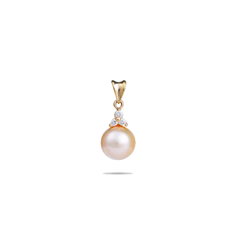 white gold necklace simple South Sea Gold Pearl Pendant in Gold with Diamonds - 9-10mm white gold necklace simple South Sea Gold Pearl Pendant in Gold with Diamonds - 9-10mm