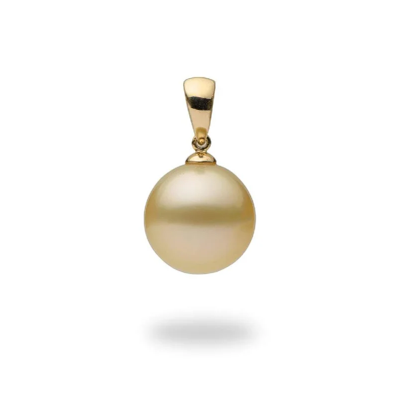 gold choker necklace simple South Sea Golden Pearl Pendant in Gold - 13-14mm