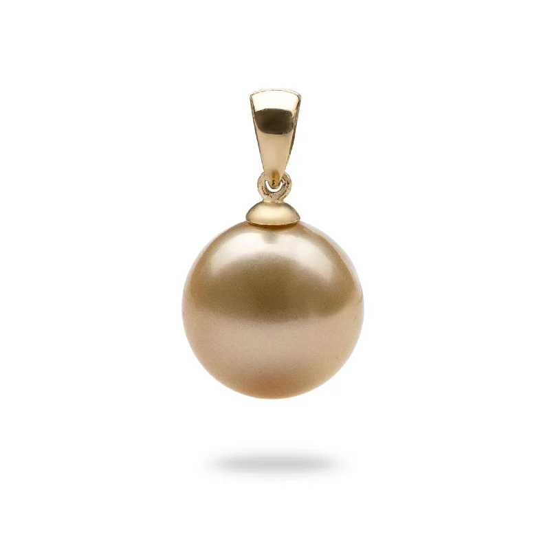 men’s black titanium ring South Sea Gold Pearl Pendant in Gold - 14-15mm