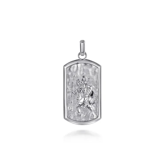 handcrafted turquoise necklace Sterling Silver Saint Christopher Dog Tag Pendant