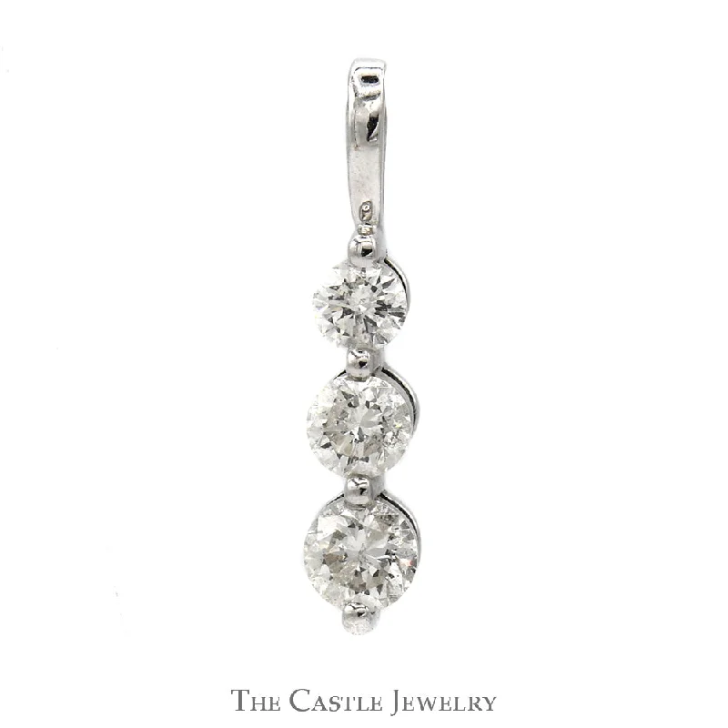 custom initial pendant necklace Three Diamond Pendant With .75 CTTW In 14KT White Gold