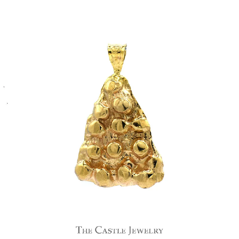 Triangular Textured Nugget Designed Pendant in 14k Yellow Gold