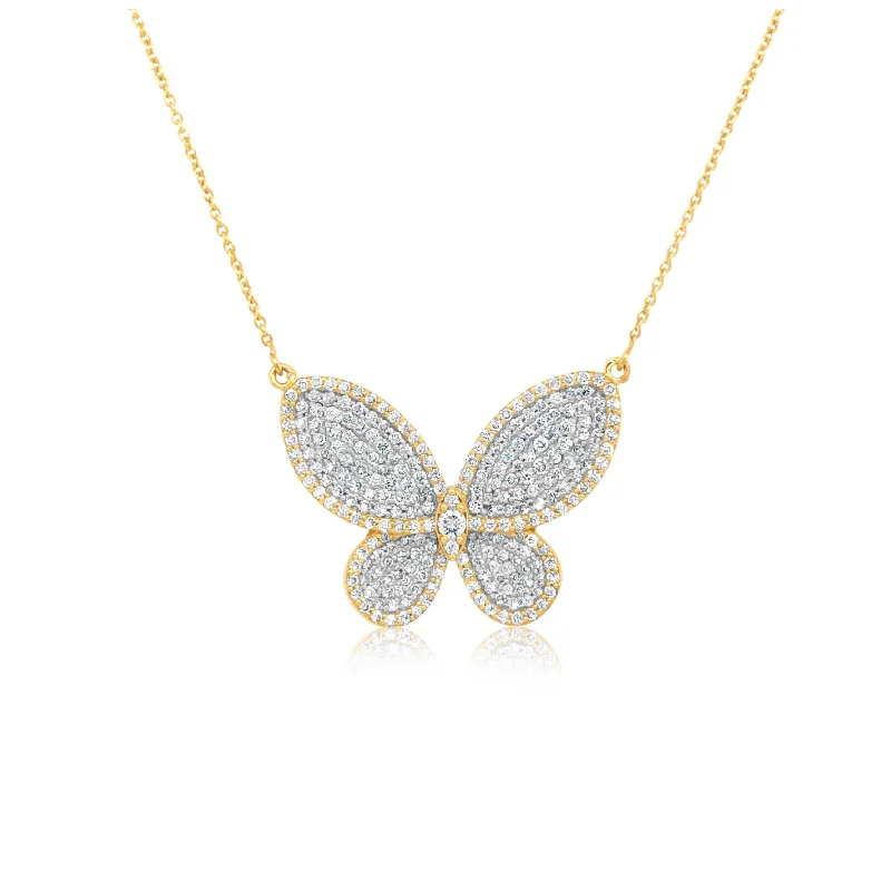 real tourmaline birthstone ring Two-Tone Diamond Butterfly Pendant