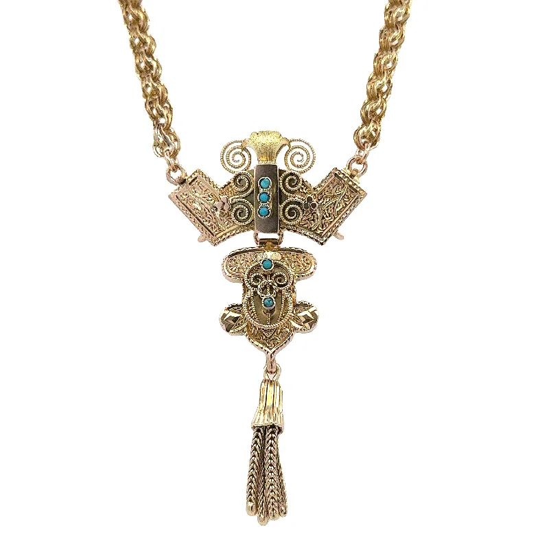 snake chain bracelet gold Victorian Tassell Turquoise Necklace