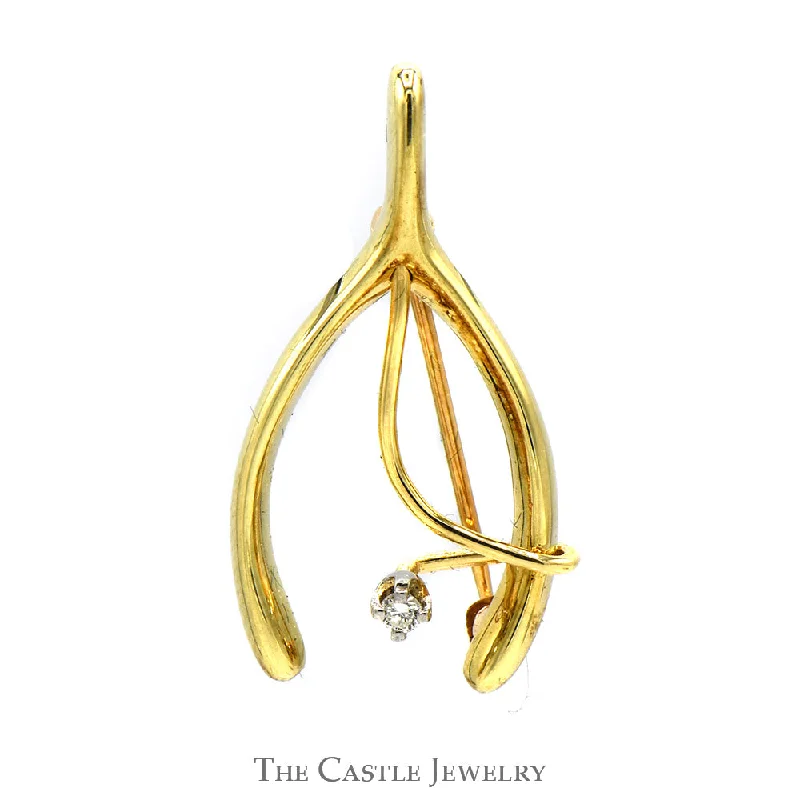dainty sapphire gemstone bracelet Wishbone Designed Pin with Diamond Accent in 14k Yellow Gold dainty sapphire gemstone bracelet Wishbone Designed Pin with Diamond Accent in 14k Yellow Gold