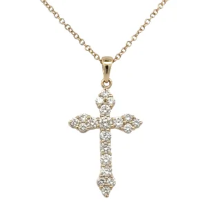 Yellow Gold Diamond Cross Necklace